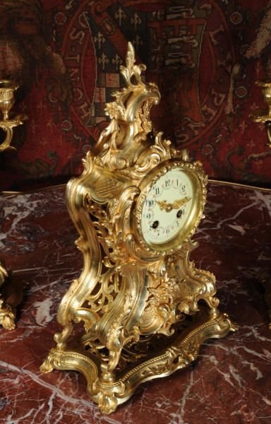fig 1. Stunning Antique French Rococo Clock Set