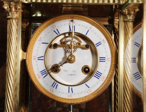 fig 4. Large Antique French Gilt Brass Four Glass Crystal Regulator