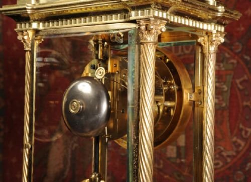 fig 3. Large Antique French Gilt Brass Four Glass Crystal Regulator