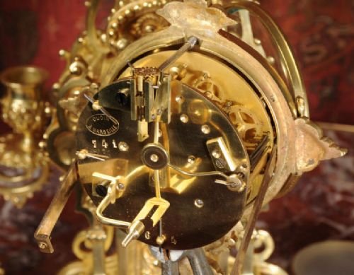 fig 4. Antique French Gilt Brass Boudoir Clock Set
Japy Freres