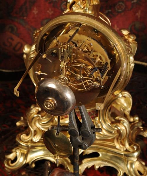 fig 4. Antique French Ormolu Rococo Boudoir Clock Set ~ A. D. Mougin