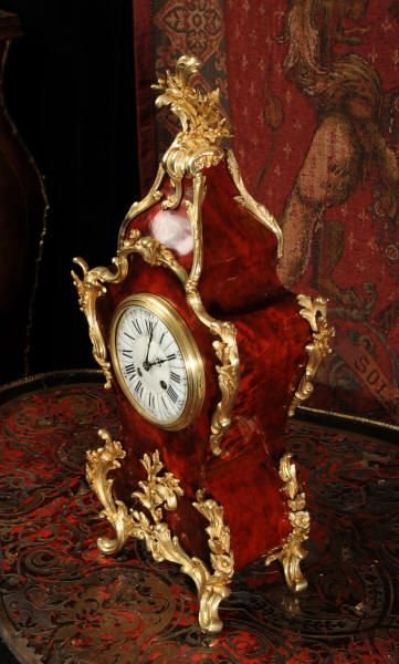 fig 1. Magnificent Ormolu and Red Veneer Rococo Table Clock