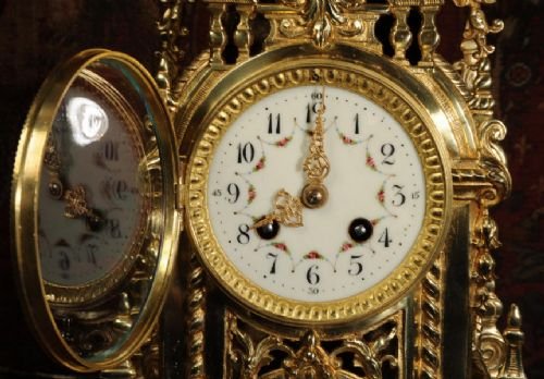 fig 3. Stunning Antique French Gilt Brass Clock Set