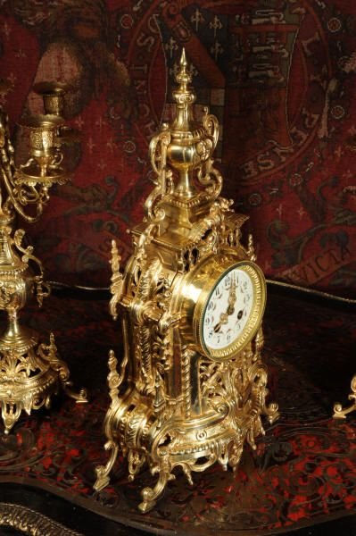 fig 2. Stunning Antique French Gilt Brass Clock Set