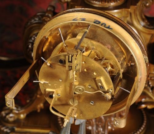 fig 4. Japy Freres Antique French Baroque Bronze Clock Set