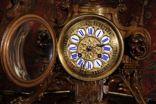 fig 3. Japy Freres Antique French Baroque Bronze Clock Set