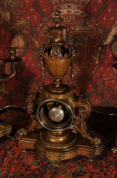 fig 2. Japy Freres Antique French Baroque Bronze Clock Set