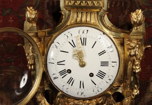 fig 2. Early Rare Louis XVI Period Antique French Bronze Ormolu Cartel Wall Clock