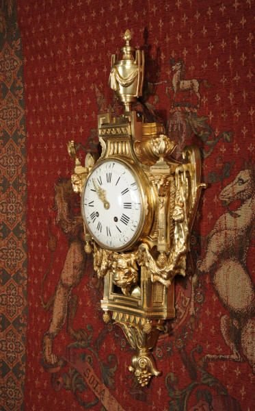 fig 1. Early Rare Louis XVI Period Antique French Bronze Ormolu Cartel Wall Clock