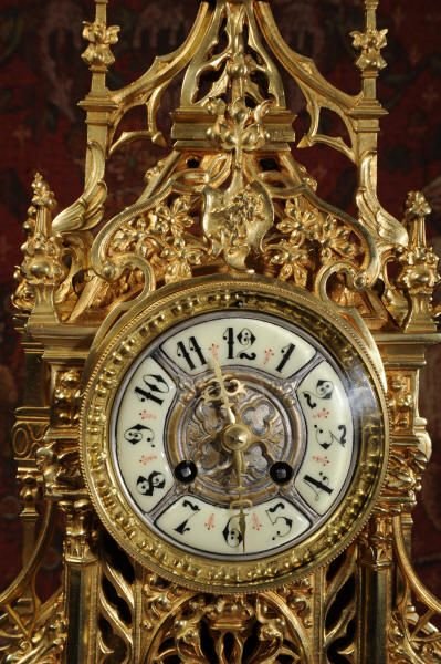 fig 3. Japy Freres Antique French Gothic
Gilt Brass Table Clock