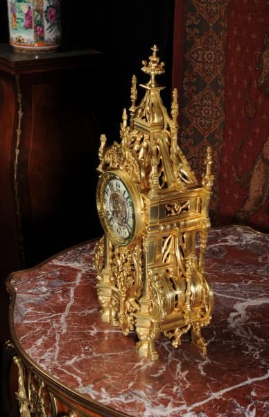 fig 2. Japy Freres Antique French Gothic
Gilt Brass Table Clock