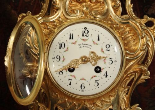 fig 3. Large Antique French Rococo Gilt Brass Clock Set