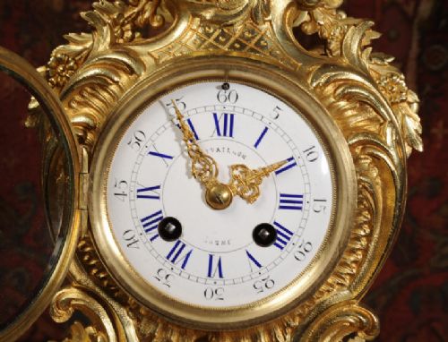 fig 2. Rococo Antique French Gilt Brass Clock Set
by A. D. Mougin