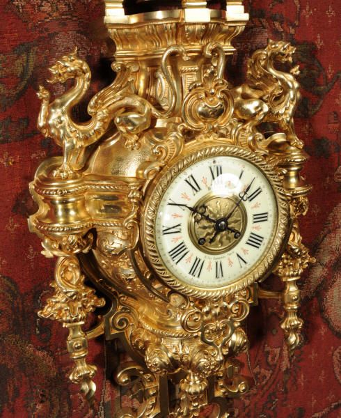 fig 1. Huge Antique French Cartel Wall Clock ~ Dragons