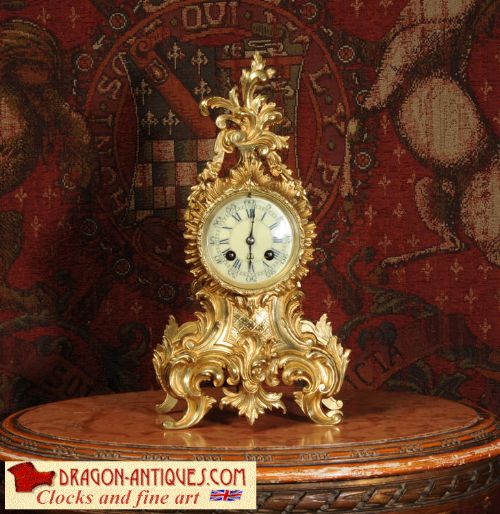 Antique French Rococo Boudoir Clock