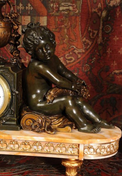 fig 3. Antique Clock Set ~ Bacchus Themed Putti 
~ French - Circa 1890 ~