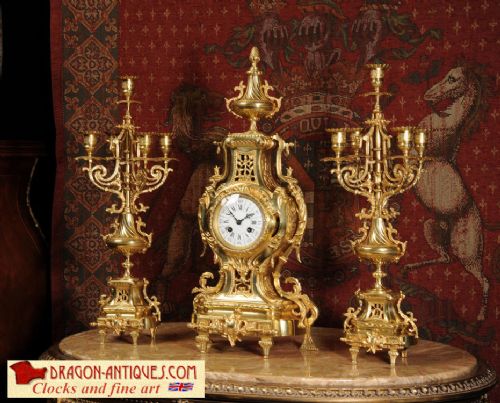 Antique Clocks ~ Stunning Japy Freres Gilt Brass Candelabra Set