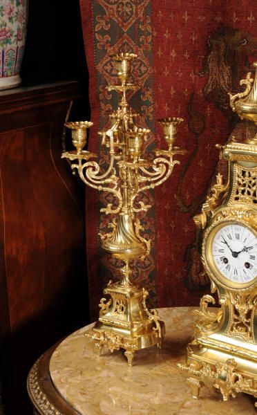 fig 1. Antique Clocks ~ Stunning Japy Freres Gilt Brass Candelabra Set