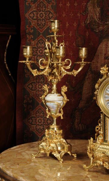 fig 3. Antique Clock Set - Stunning Sevres Porcelain and Gilt Brass