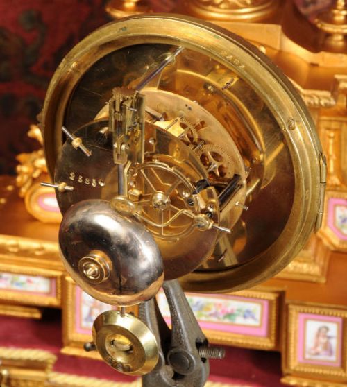 fig 4. Antique Wall Clock ~ French Gilt Brass Cartel by Japy Freres