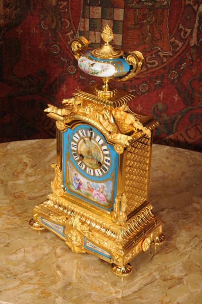 fig 1. Stunning Ormolu and Sevres Porcelain Boudoir Clock by Japy Freres