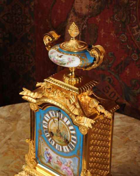 fig 2. Stunning Ormolu and Sevres Porcelain Boudoir Clock by Japy Freres