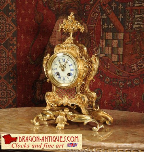 Antique Clock ~ Stunning Rococo Ormolu Boudoir Table Clock by A. D. Mougin