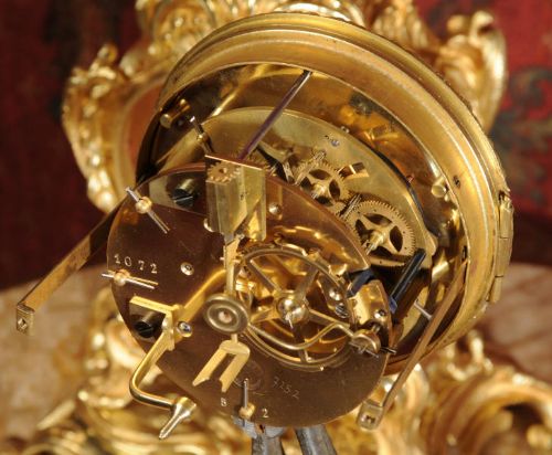 fig 4. Antique Clock ~ Stunning Rococo Ormolu Boudoir Table Clock by A. D. Mougin