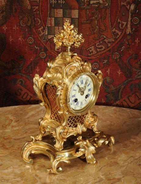 fig 2. Antique Clock ~ Stunning Rococo Ormolu Boudoir Table Clock by A. D. Mougin