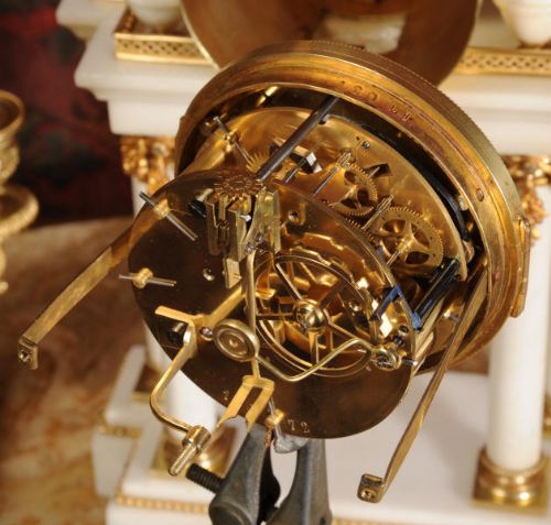 fig 4. Antique Clock Set ~ Ormolu and White Marble
~ French - Circa 1870 ~