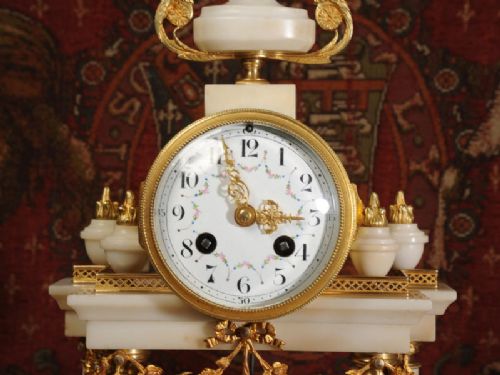 fig 3. Antique Clock Set ~ Ormolu and White Marble
~ French - Circa 1870 ~