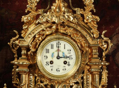 fig 3. Huge Antique French Gilt Brass Clock Set