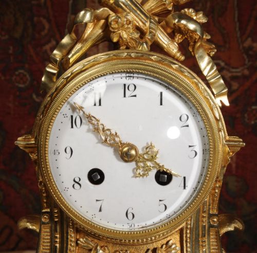 fig 3. Antique Clocks ~ Stunning White Marble and Ormolu Boudoir Clock Set