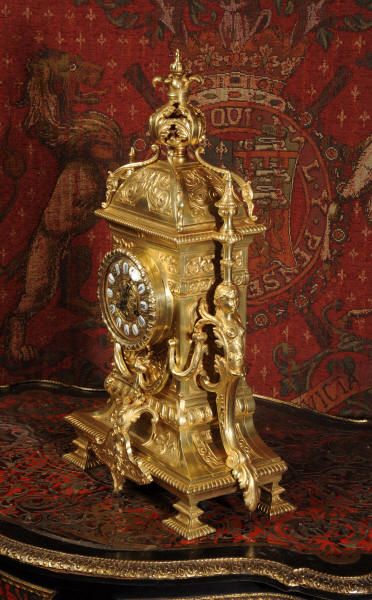fig 1. Huge Antique French Brass Clock
~ French - Circa 1870 ~