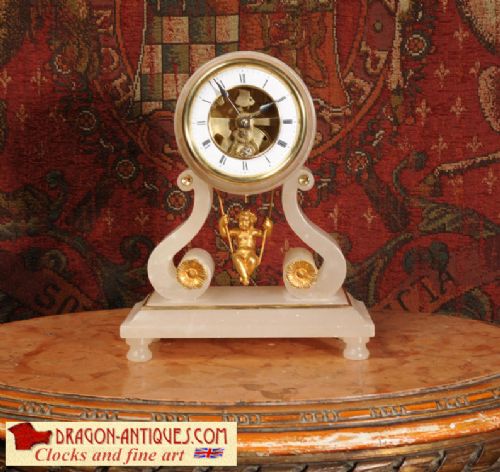 Rare Farcot Cherub on a Swing Boudoir Clock