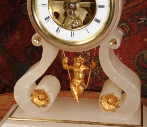 fig 1. Rare Farcot Cherub On A Swing Boudoir Clock