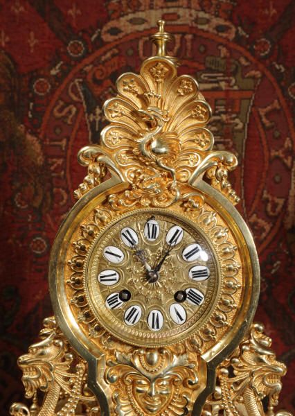 fig 3. Antique Clock Set ~ Chinoiserie Design with Chinese Dragons