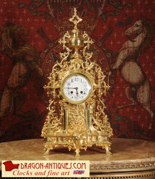 Antique French Gilt Brass Clock
~ French - Circa 1870 ~