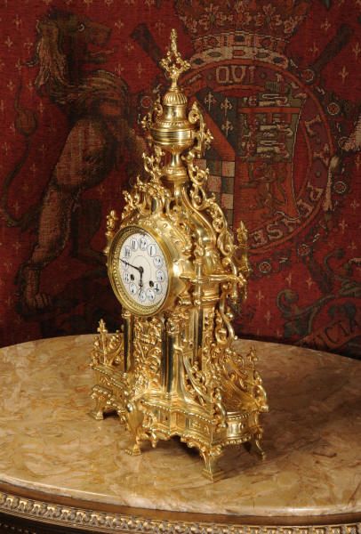 fig 1. Antique French Gilt Brass Clock
~ French - Circa 1870 ~