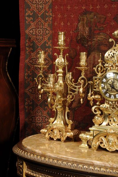 fig 2. Superb Antique French Bronze Clock Set 
Japy Freres