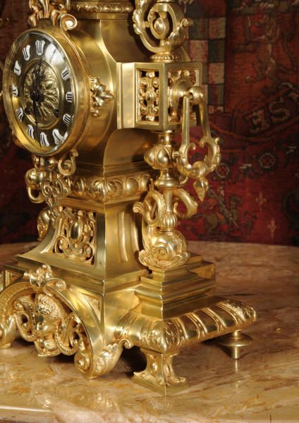 fig 1. Superb Antique French Bronze Clock Set 
Japy Freres