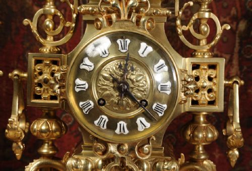 fig 3. Superb Antique French Bronze Clock Set 
Japy Freres