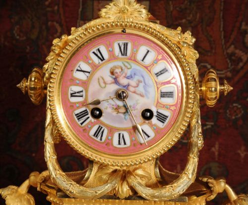 fig 2. Japy Freres Ormolu and Sevres Porcelain Boudoir Clock