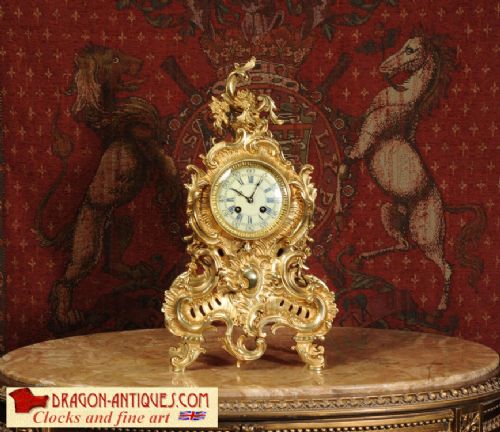 Large Antique Rococo Clock 
~ French - Circa 1880 ~