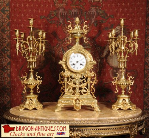 Early Antique French Brass Clock
~ French - Circa 1860 ~