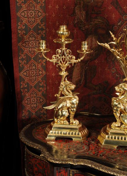 fig 1. Superb Gilt Bronze Clock Set ~ Dragons
~ English / French - Circa 1880 ~