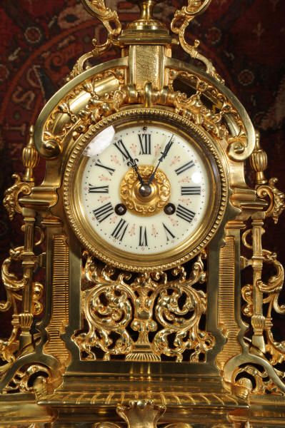 fig 1. Large Antique Clock Set by Japy Freres 
~ French - Circa 1880 ~