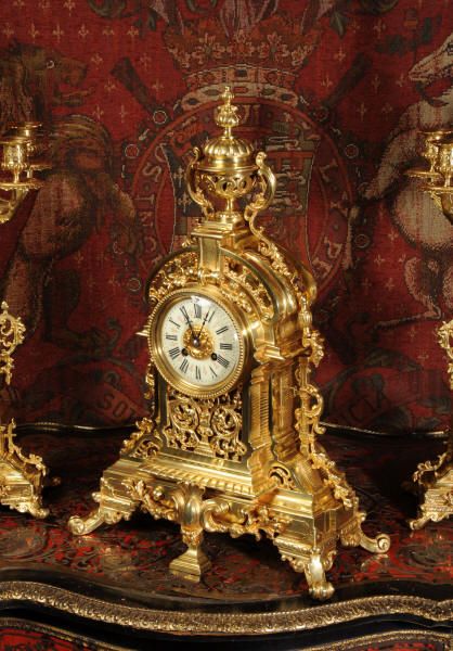 fig 3. Large Antique Clock Set by Japy Freres 
~ French - Circa 1880 ~