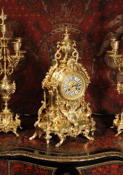 fig 1. Antique Clock Set ~ by A. D. Mougin
~ French - Circa 1890 ~