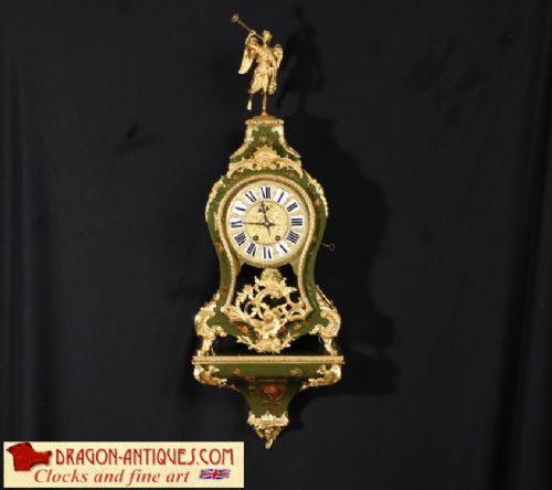 Superb Rococo Green Lacquer and Ormolu Bracket Clock